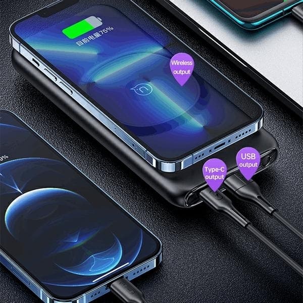 USAMS Magnetisk Trådlös Powerbank 10000mAh 20W PD QC 3.0 - Blå