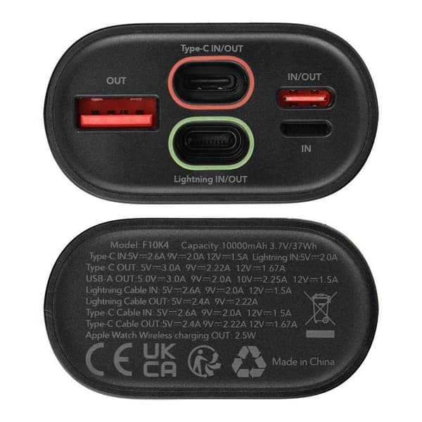 Forcell Powerbank för Apple Watch 10000 mAh 22.5W 3A - Svart