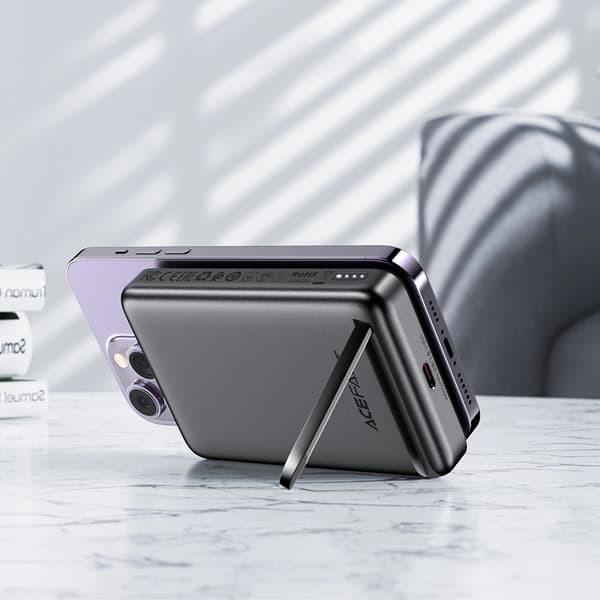 Acefast Trådlös Powerbank 10000mAh 20W med Kabel - Svart