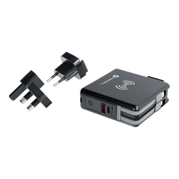 Forcell 5in1 Laddare och Powerbank 10000 mAh USB-C/Lightning Kabel 20W - Svart