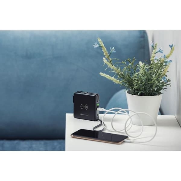 Forcell 5in1 Laddare och Powerbank 10000 mAh USB-C/Lightning Kabel 20W - Svart