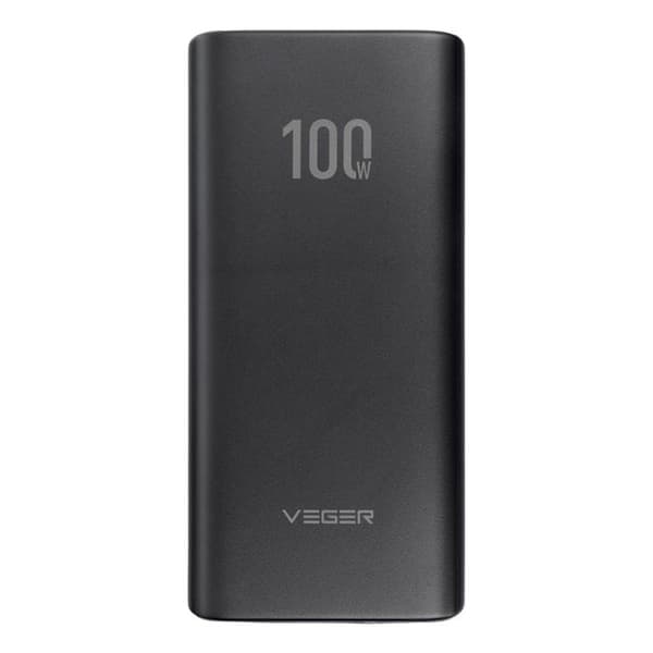 VEGER Powerbank 20000 mAh 100W PD QC 3.0 5A T100 - Svart