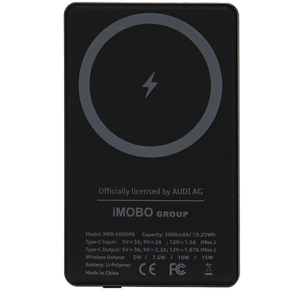 Audi Trådlös Magsafe Powerbank 5000mAh 15W Big Logo