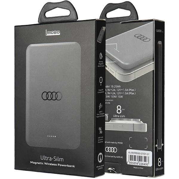 Audi Trådlös Magsafe Powerbank 5000mAh 15W Big Logo