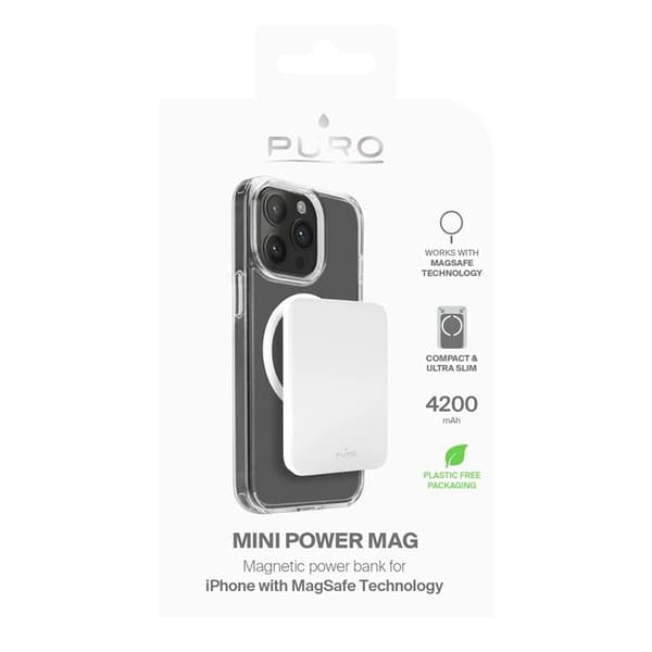 Puro MagSafe Powerbank 4200mAh me USB-C - Vit