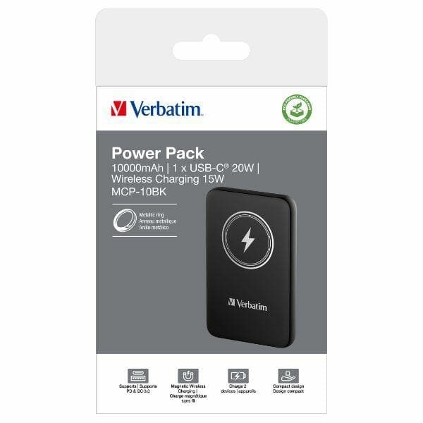 Verbatim Magnetisk Trådlös Powerbank 10000mAh 15W - Svart