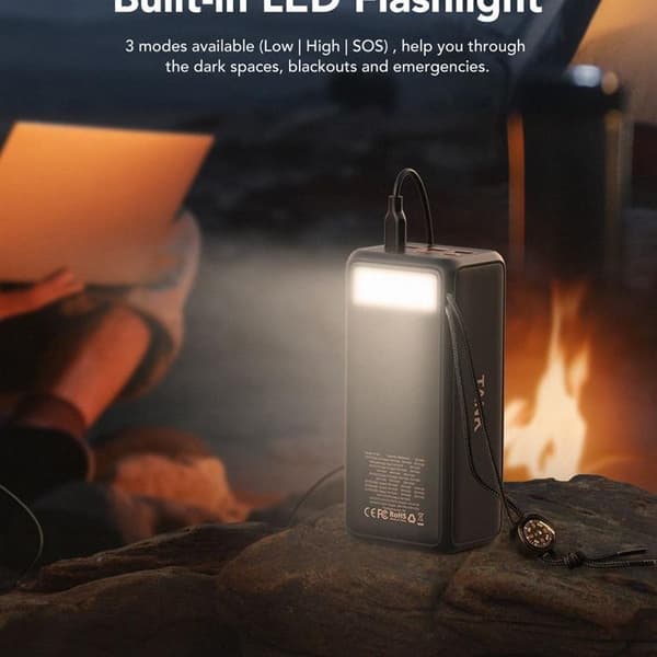 VEGER Powerbank 56000 mAh PD QC 3.0 5A 130W Tank Boost - Svart