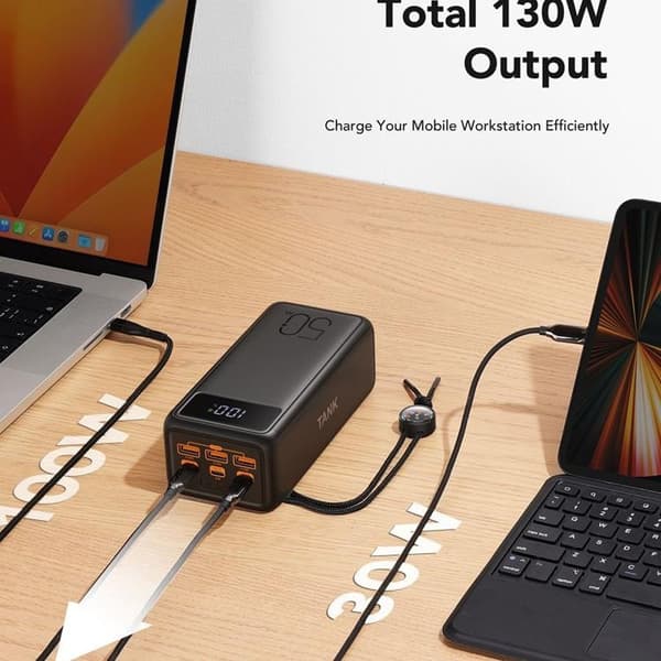 VEGER Powerbank 56000 mAh PD QC 3.0 5A 130W Tank Boost - Svart