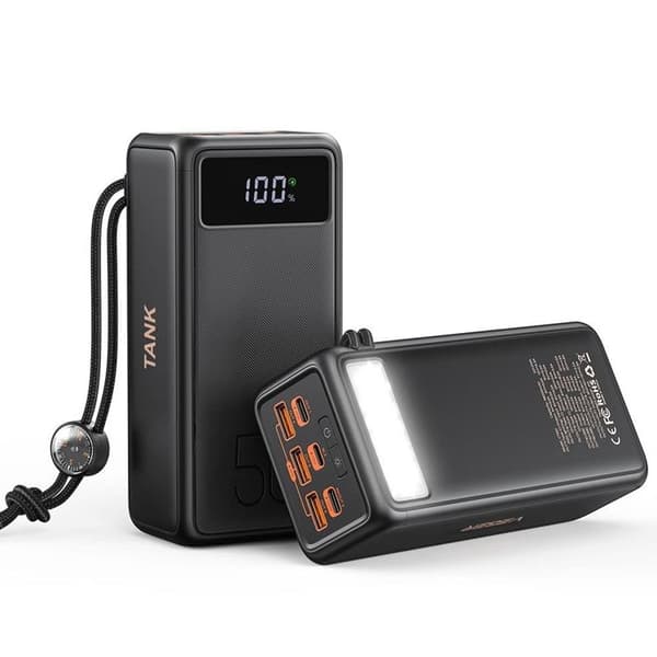 VEGER Powerbank 56000 mAh PD QC 3.0 5A 130W Tank Boost - Svart Svart