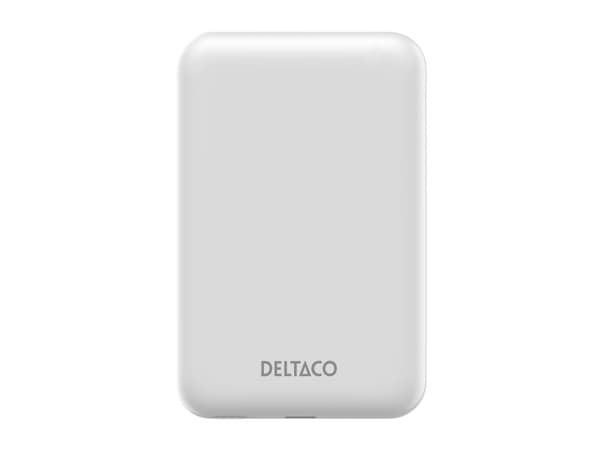 DELTACO PB-Q1006 - Powerbank - magneetti, jopa 15W langaton lataus - 5000 mAh - 19.25 Wh - 20 Watt (24 pin USB-C) - hvid
