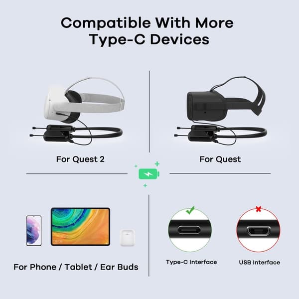 AMVR Pico 4 Meta Oculus Quest 2 Quest Pro Quest 3:lle 8000 mAh Powerbank