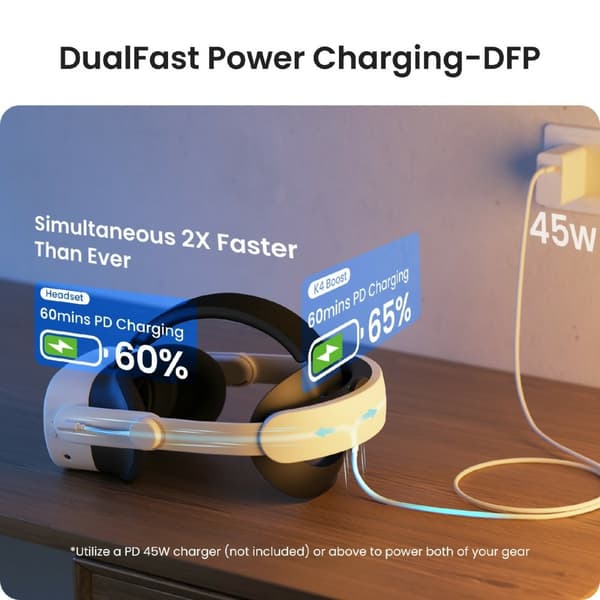 Powerbank til Meta Quest 3/3S hovedstrop hovedrem hovedbøjle forlænger batteri