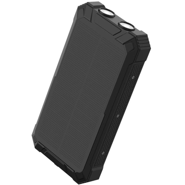 Denver PowerBank 20.000 mAh Solcell 4st kablar + trådlös laddning Svart