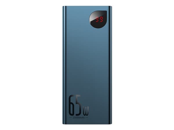Baseus Adaman, 20000 mAh, Lithium polymer (LiPo), Quick Charge 4+, 65 W, Blå