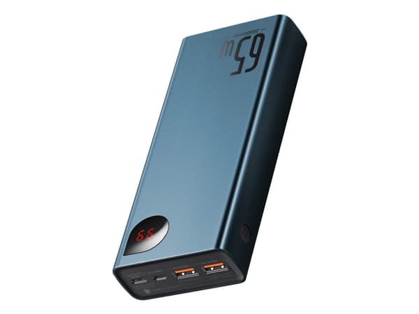 Baseus Adaman, 20000 mAh, Lithium polymer (LiPo), Quick Charge 4+, 65 W, Blå