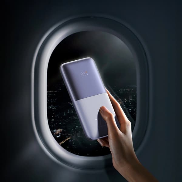 Baseus Powerbank Qpow 20000mAh 22.5W med Inbyggd USB-C Kabel - Vit