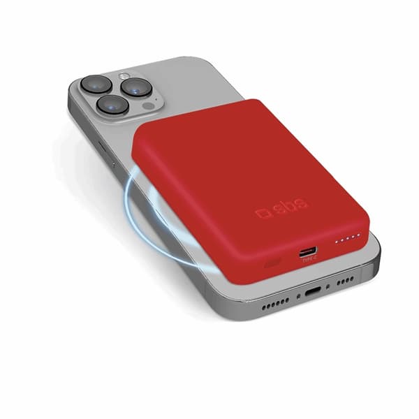 SBS MagSafe Trådlös Power Bank 5000 mAh USB-C - Röd Röd