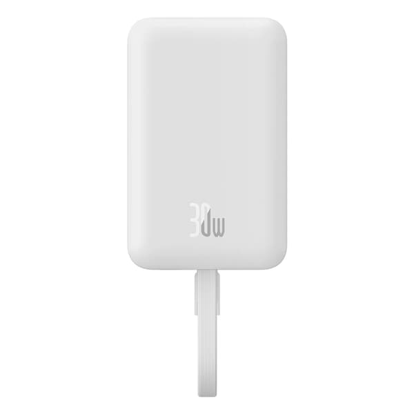 Baseues Mgasafe Powerbank 10000mAh 60W Med Built-in USB-C Kabel - Vit