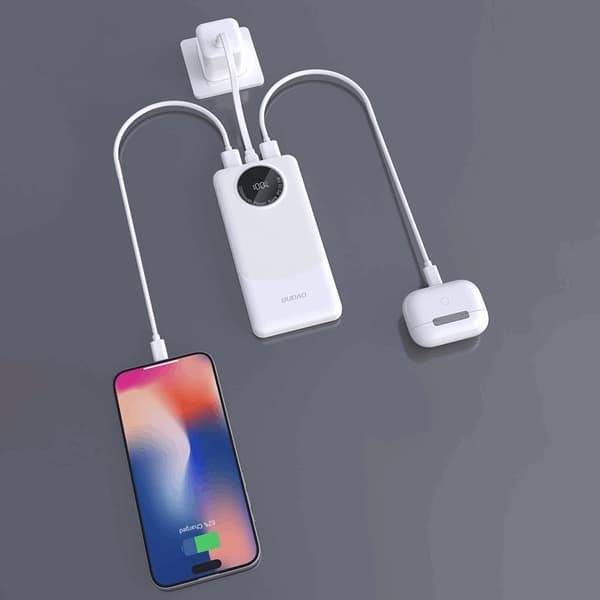 Dudao Powerbank 10000mAh 22.5W K12 PD USB-A/USB-C - Vit/Grå