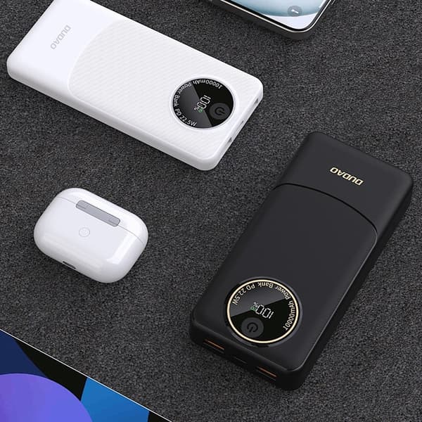 Dudao Powerbank 10000mAh 22.5W K12 PD USB-A/USB-C - Vit/Grå