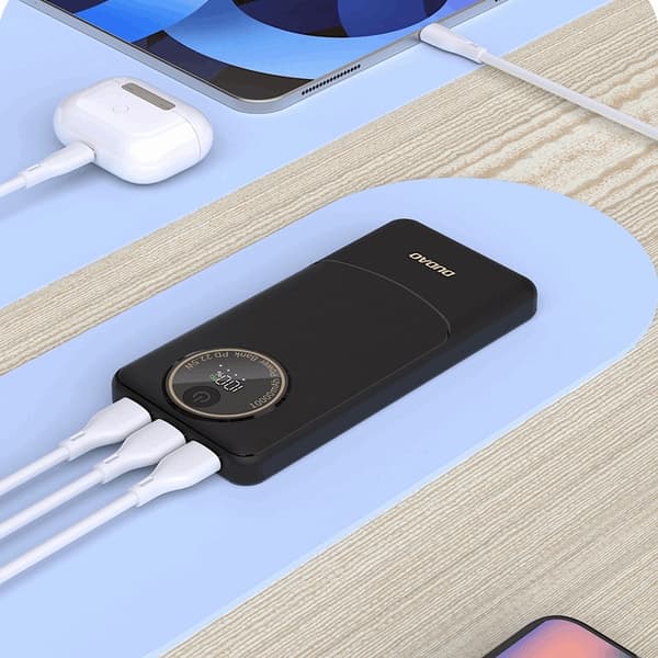 Dudao Powerbank 10000mAh 22.5W K12 PD USB-A/USB-C - Vit/Grå