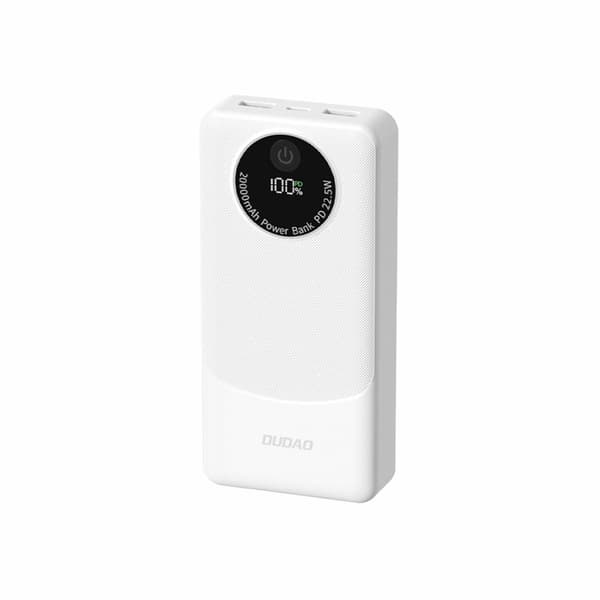 Dudao Powerbank 10000mAh 22.5W K12 PD USB-A/USB-C - Vit/Grå