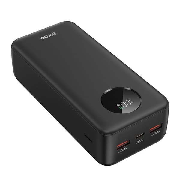 BWOO Powerbank 30000mAh 22.5W med LCD-skärm - Svart