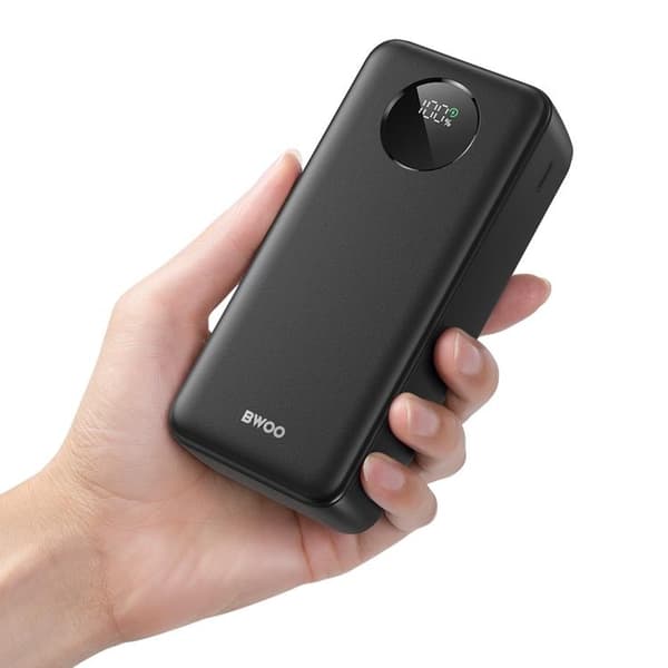 BWOO Powerbank 30000mAh 22.5W med LCD-skärm - Svart