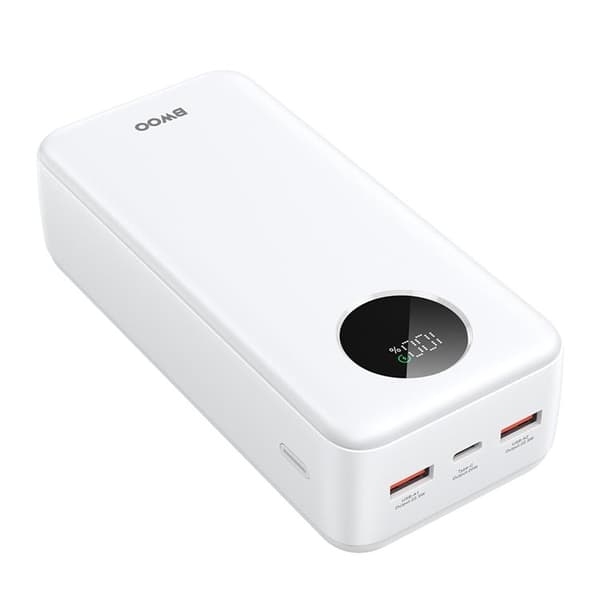 BWOO Powerbank 30000mAh 22.5W med LCD-skärm - Vit