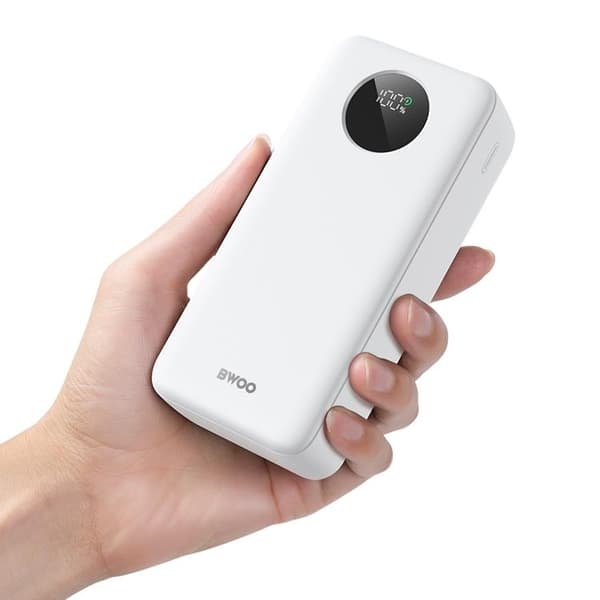 BWOO Powerbank 30000mAh 22.5W med LCD-skärm - Vit