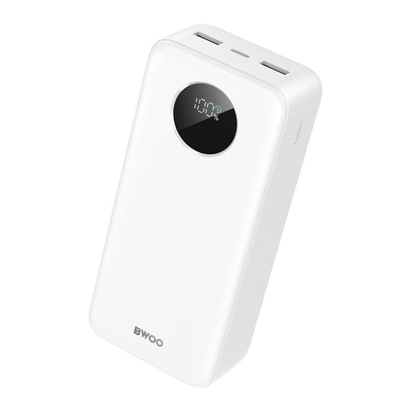 BWOO Powerbank 30000mAh 22.5W med LCD-skärm - Vit