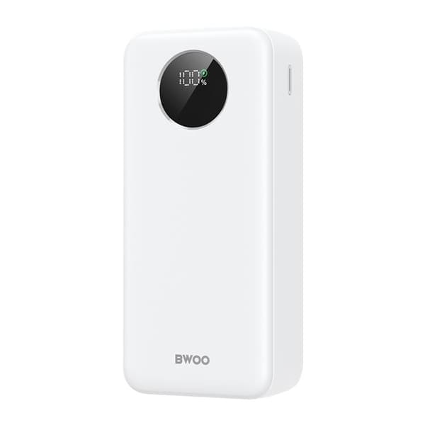BWOO Powerbank 30000mAh 22.5W med LCD-skärm - Vit
