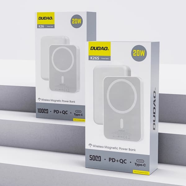 Dudao MagSafe Powerbank 10000mAh 20W USB-A/USB-C - Vit