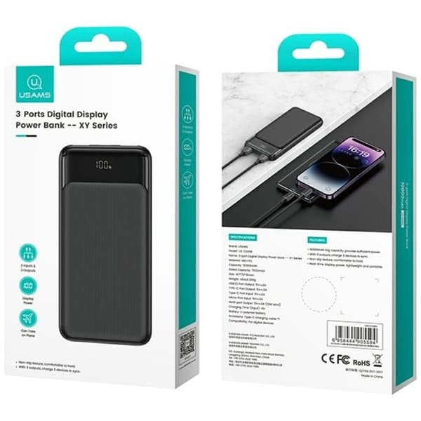 USAMS Powerbank 20000mAh XY Series - Svart