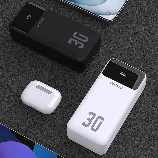Dudao Powerbank 30000mAh 22.5W PD med Kabel - Vit