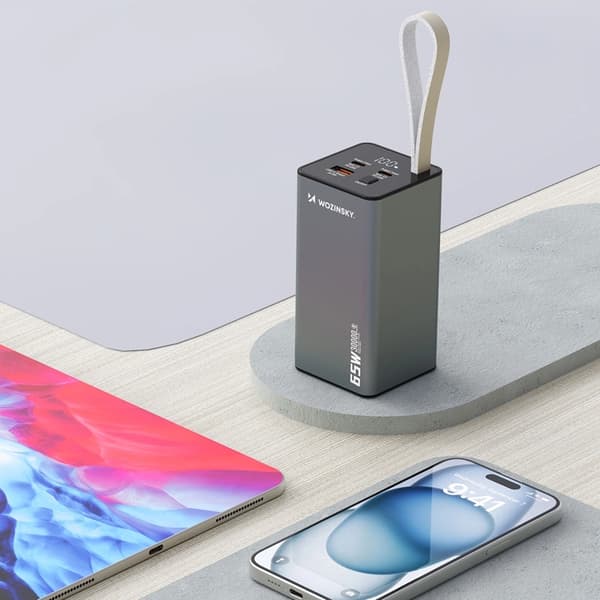 Wozinsky Powerbank 30000mAh 65W 2xUSB-C 1xUSB-A - Svart