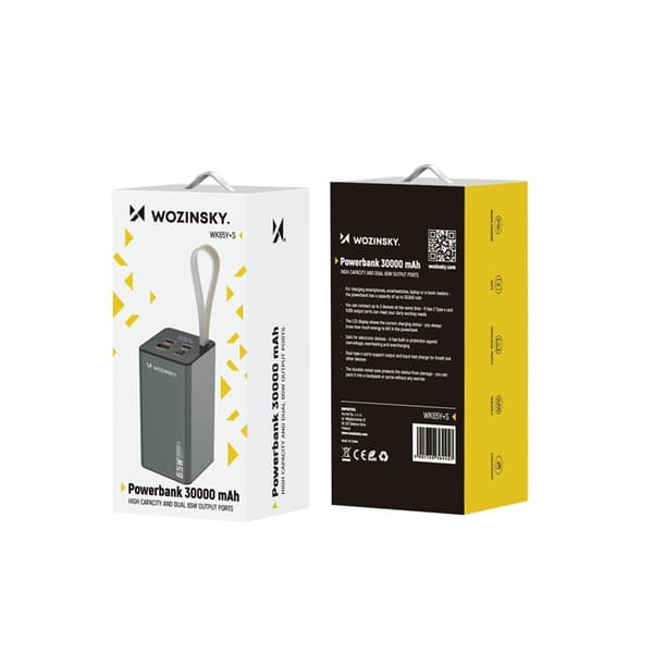 Wozinsky Powerbank 30000mAh 65W 2xUSB-C 1xUSB-A - Svart