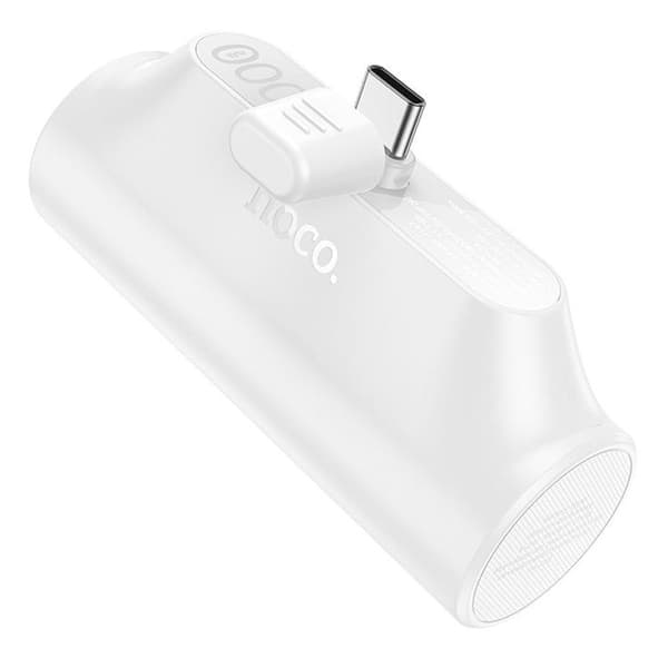 Hoco Powerbank 3000 mAh med Inbyggd Kontakt USB-C - Vit