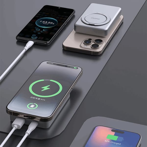 Dudao Magsafe Powerbank 10000mAh 22.5W K28 PD Ringstativ - Grå