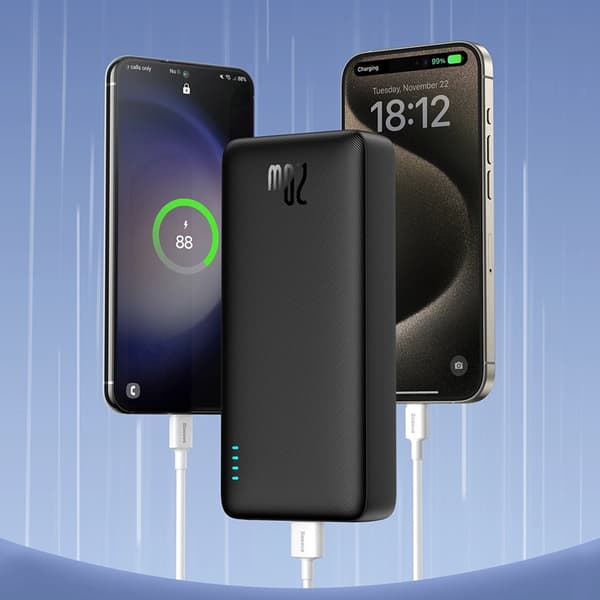 Baseus Powerbank 20000 mAh 20W Med USB-A Till USB-C Kabel - Blå