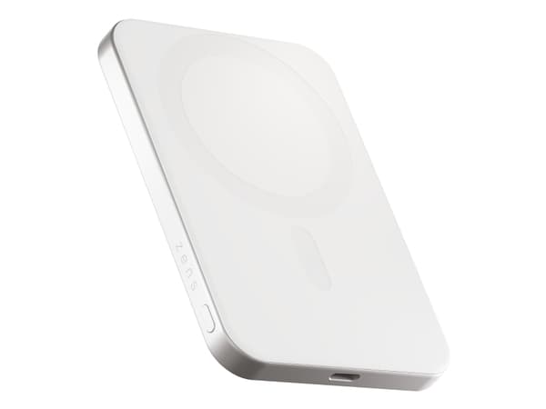 Zens Slim Qi2 Al Powerbank 5000mAh Valkoinen Valkoinen