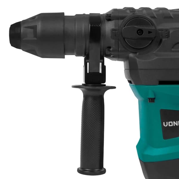 VONROC Borehammer - 1500W - Rotation - Pneumatisk - 6 Joule | Metal gearkasse | SDS plus | Inkl. Borehoved og Tilbehør