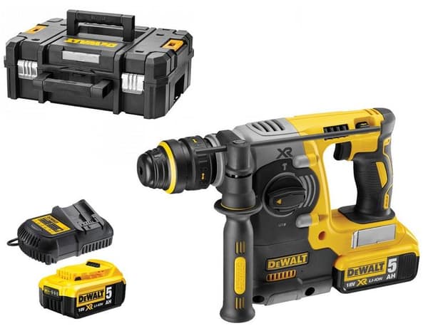 DEWALT BORE- OG KYLLINGSHAMMER SDS-PLUS 18V 2,1J 2 x 5,0Ah XR LI-ION BØRSTELØS TSTAK DCH273P2T