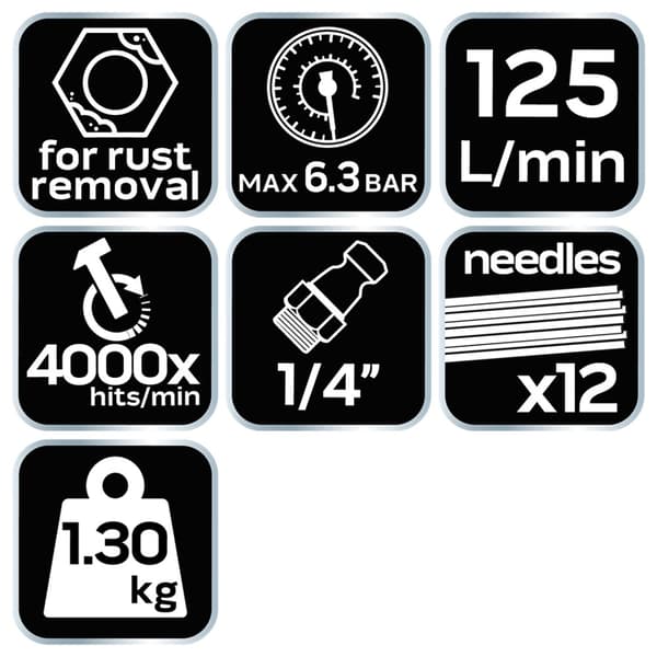 Pneumaattinen etuneulavasara ruosteelle ja hitsauksille 12 x 3 mm