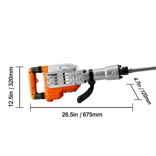 1700W 60J kraftig elektrisk domkraftshammare med 2st mejselbitar, rivning jackhammare, automatisk låsdesign