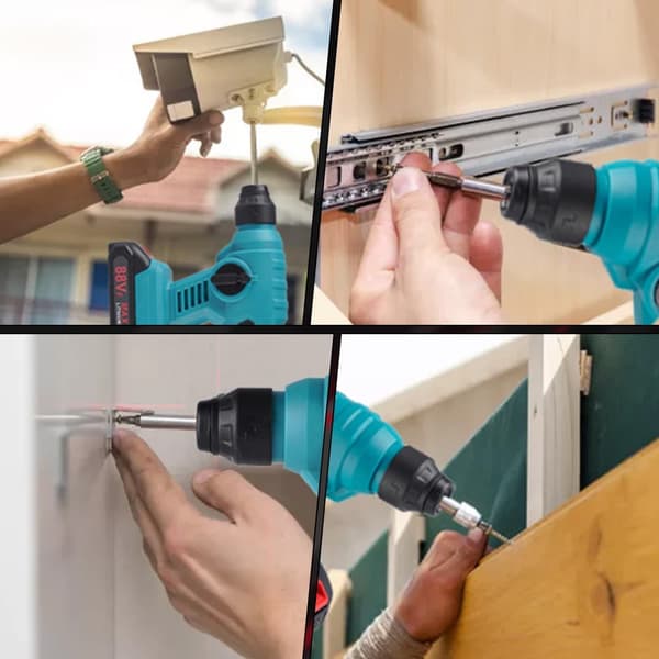 ONEVAN elektrisk hammare Handhållen sladdlös borrvägg Lös jord slagborr Elverktyg med 2 batterier