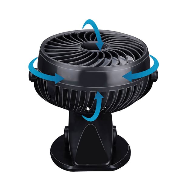 Lille ventilator med bordklemme - genopladelig og 360° drejelig