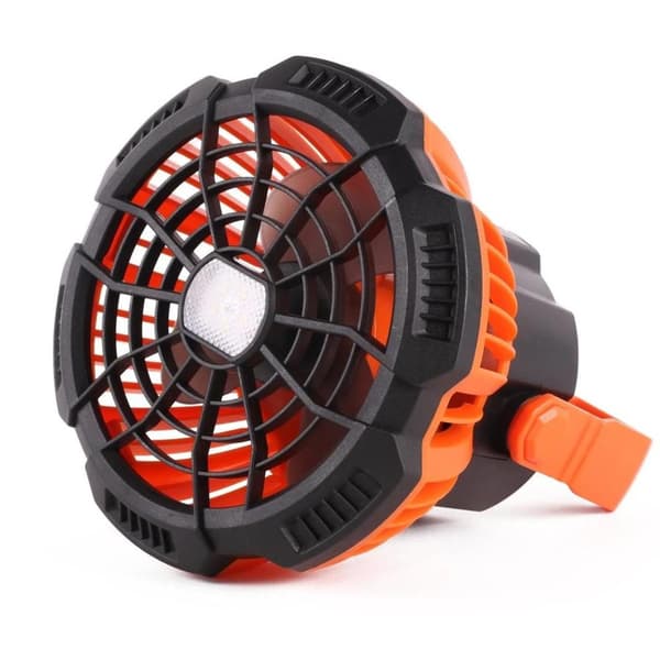 Trådløs Vifte - Campingvifte med LED-lampe og Krok