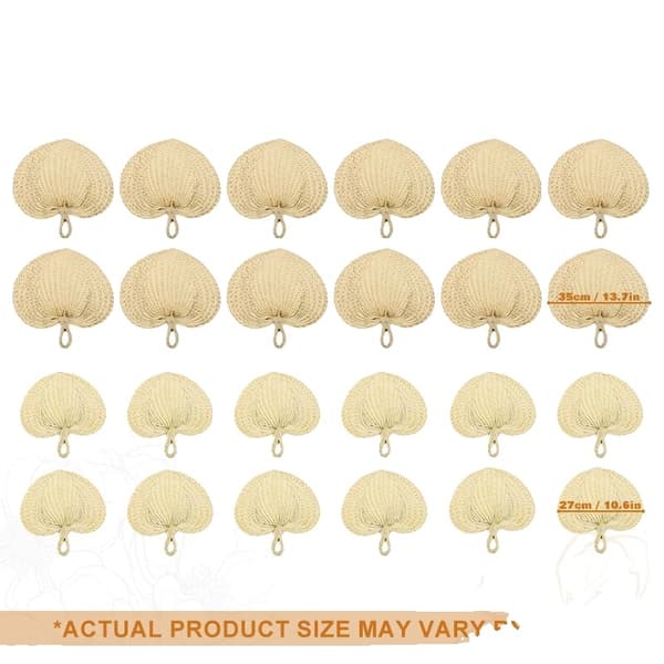 Naturliga Raffia Handfläktar, 24-pack, Finns i Blandade Storlekar,24ST 35CM