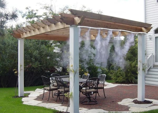 O'FRESH Outdoor Terrace Fogger 6m - Pergola Parasoll Växthus - 6 mässingsmunstycken - Utomhusluftkonditionering - Motverkar mygg